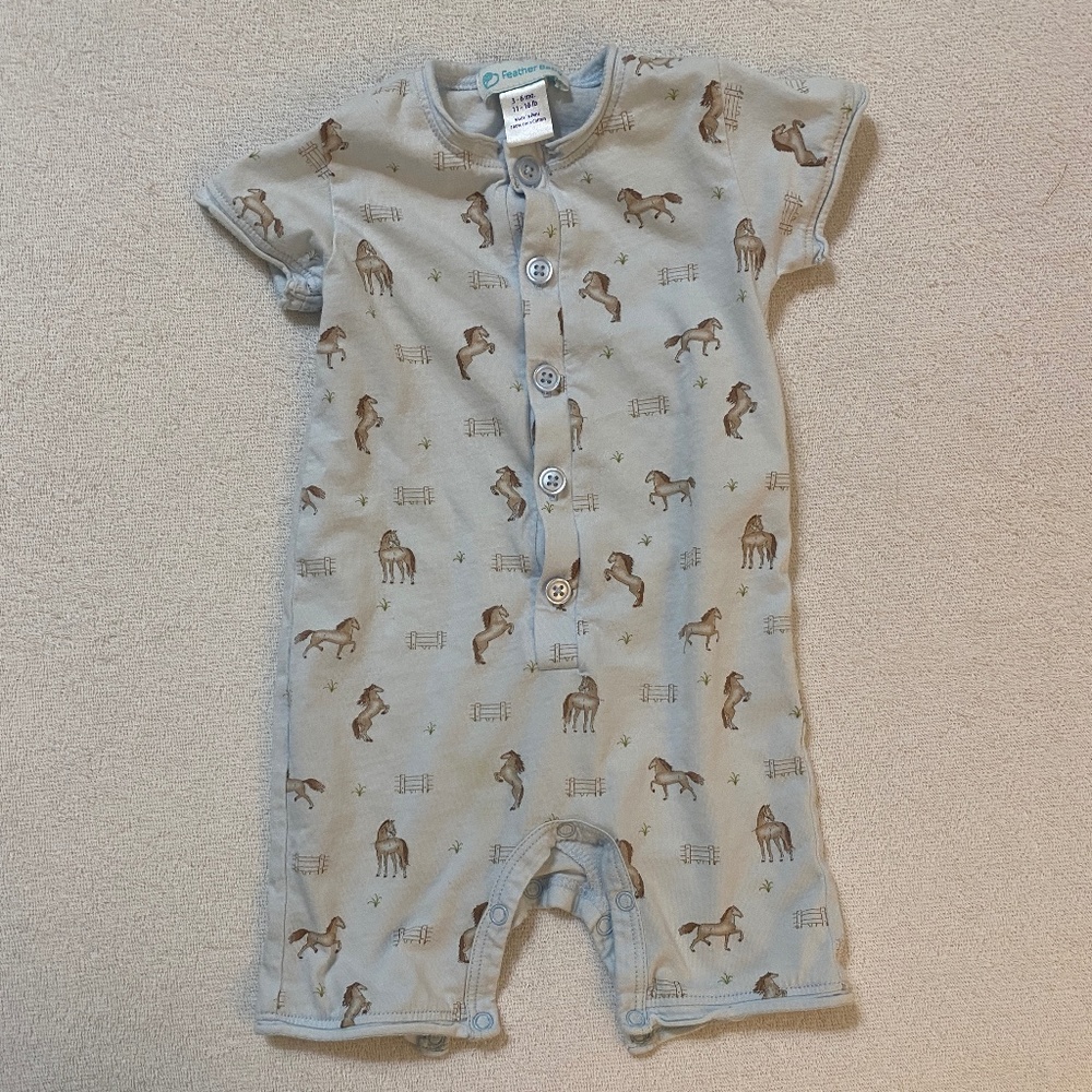 Feather Baby Henley Horses Romper